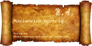 Maximovics Asztrid névjegykártya